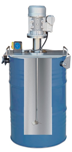 Agitatore Pimecsa Pmix 200L montato su fusto da 200 litri