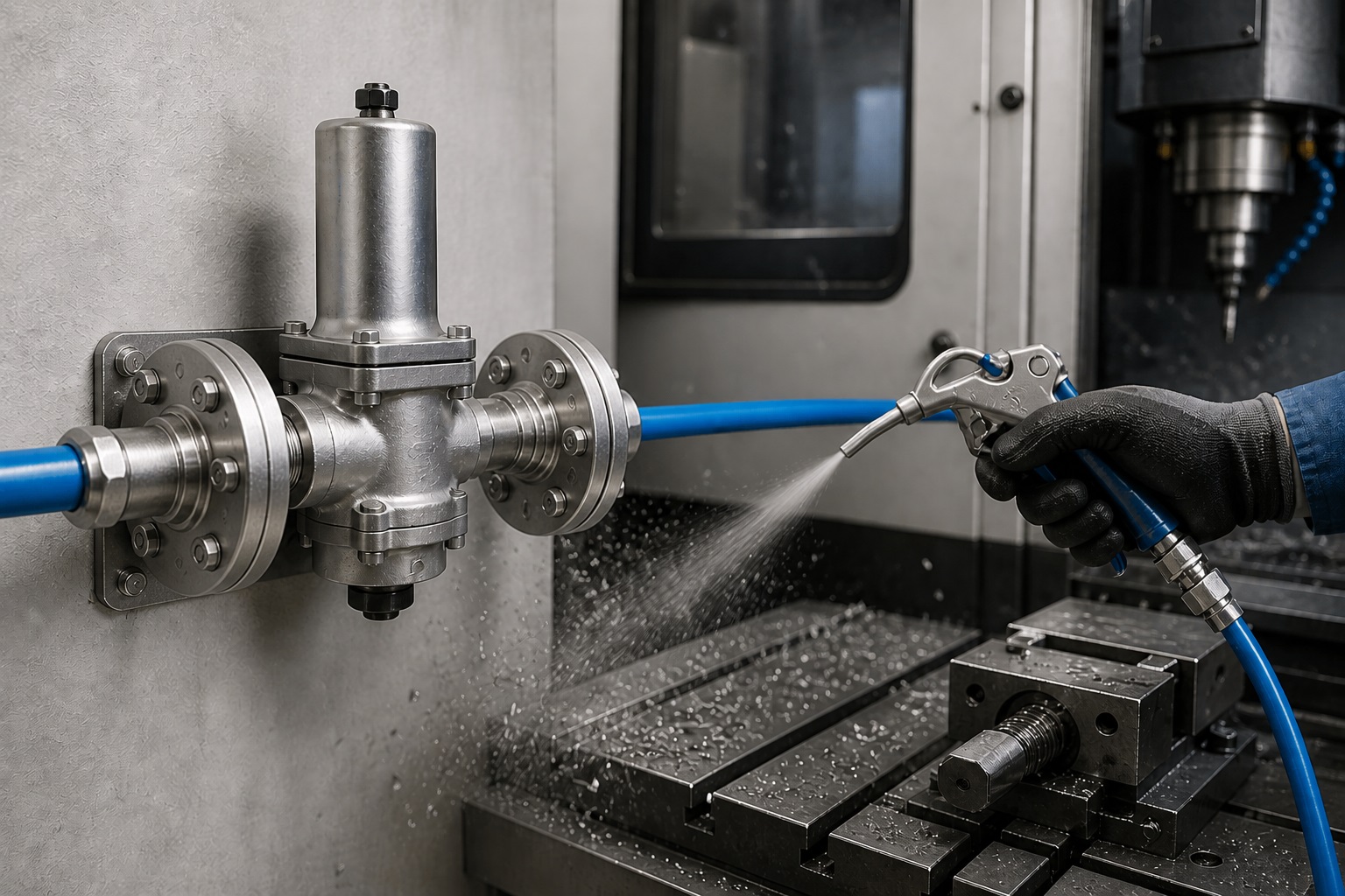 Aria compressa per soffiaggio industriale e pulizia macchine