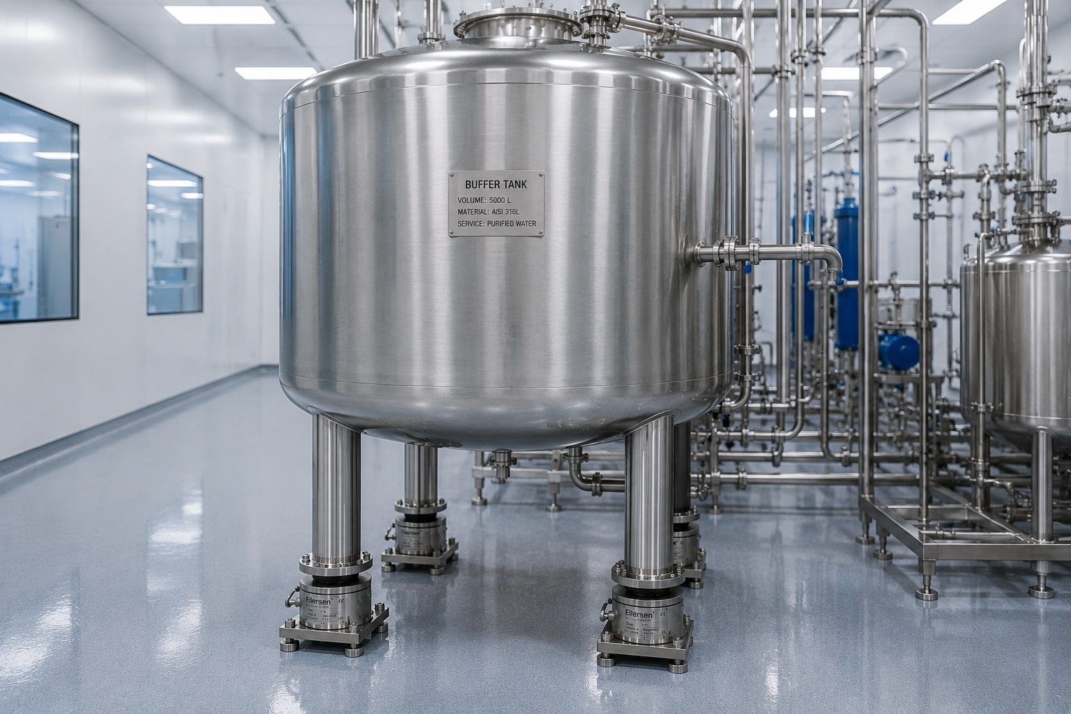 cella di carico Eilersen su tank stoccaggio buffer farmaceutico