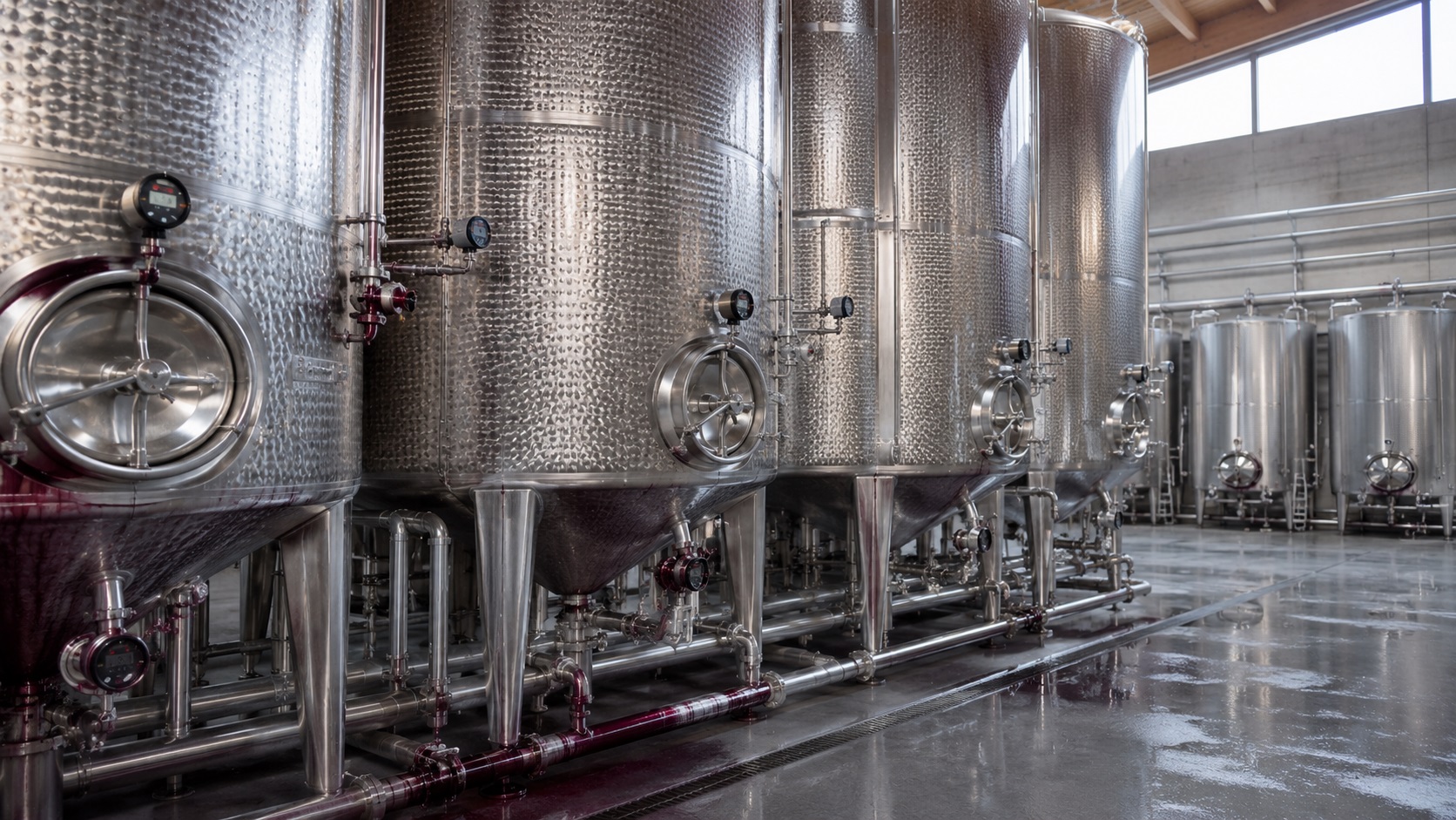 serbatoi di fermentazione in acciaio inox con strumentazione tri-clamp