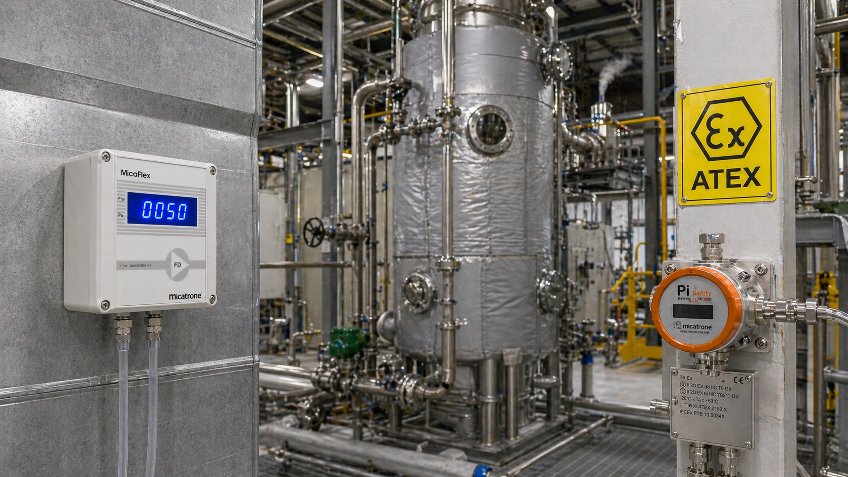 impianto chimico con strumentazione di processo