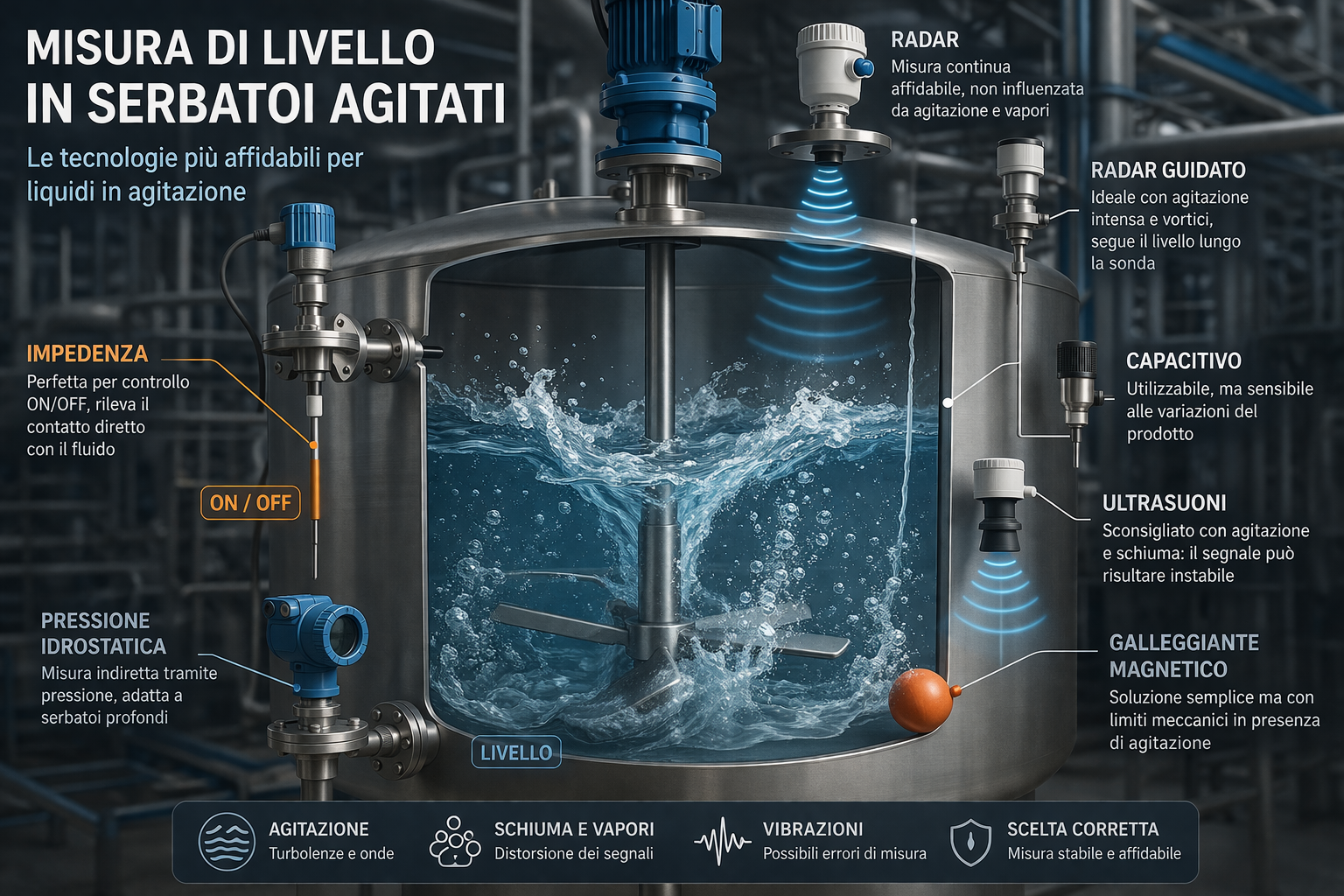 livello per serbatoio agitato