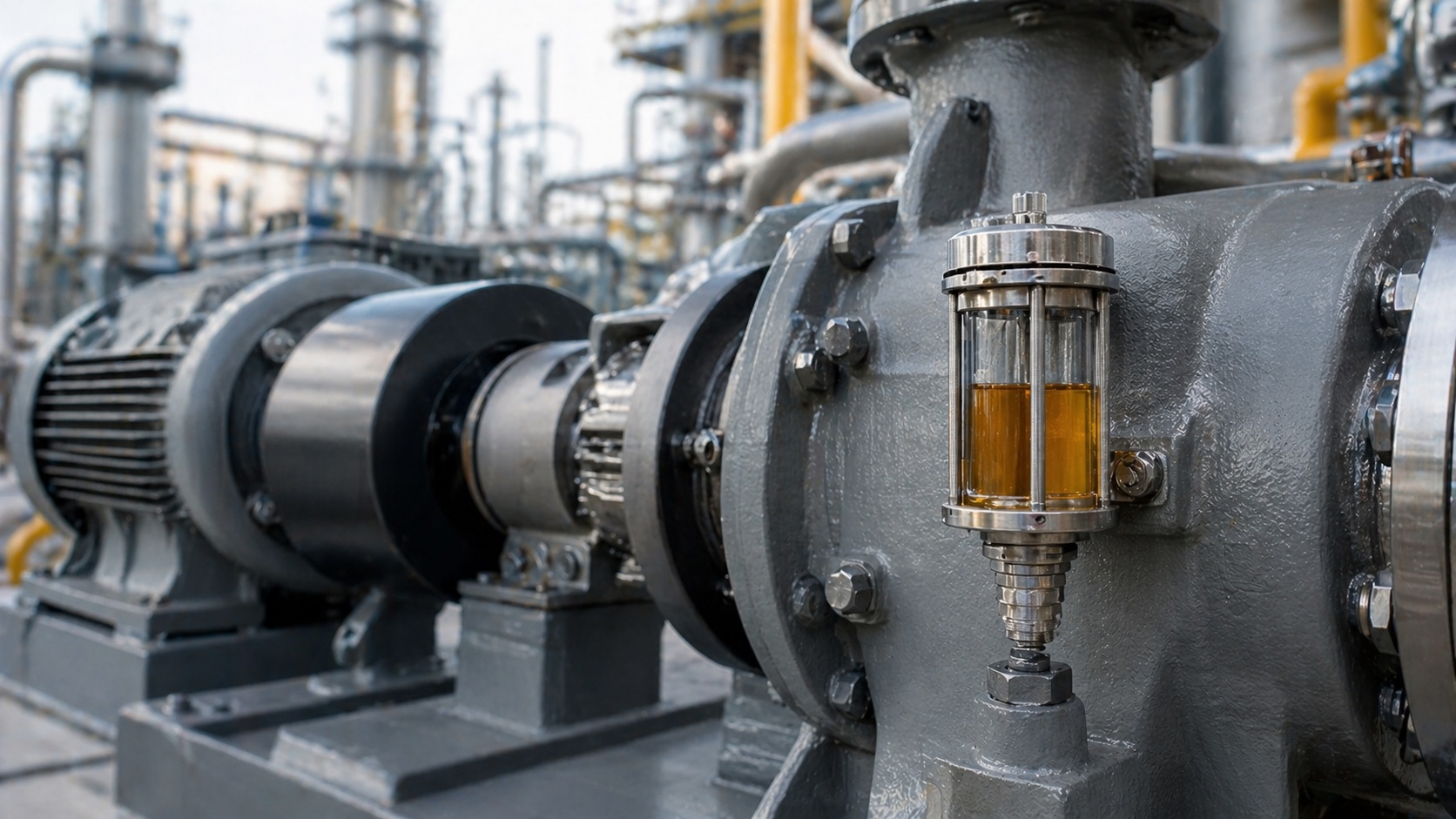 Lubrificazione di pompa centrifuga di processo API 610 con oliatore a livello costante