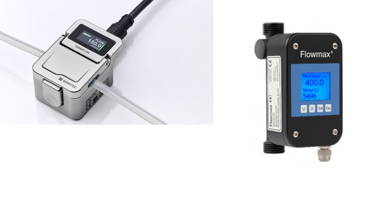 due trasduttori clamp-on affiancati con focus su differenze applicative
