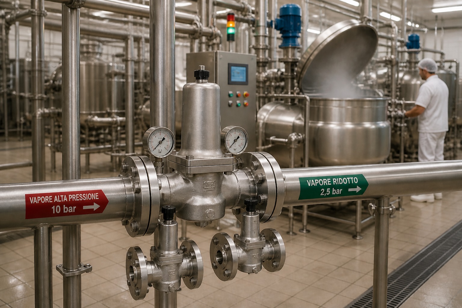 Riduttore vapore per processi alimentari cottura e pastorizzazione